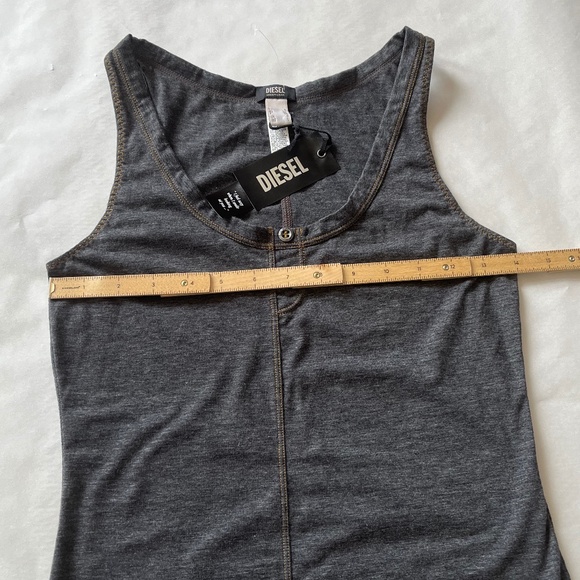 Diesel Lingerie Underwear Loung Pajama Cotton blend Gray Logo Lace Trim Tank Top - Picture 11 of 14